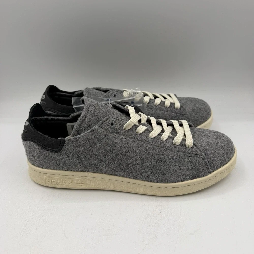 Adidas Stan Smith PC Wool Originals Shoes Men Sz 10.5 Grey/Black Sneakers AQ8452